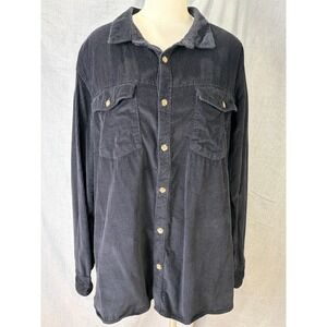 Roxy Black Corduroy 100% Cotton Button Down Shirt Oversized XL